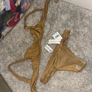 Vitamin A Bikini set Gold sparkly